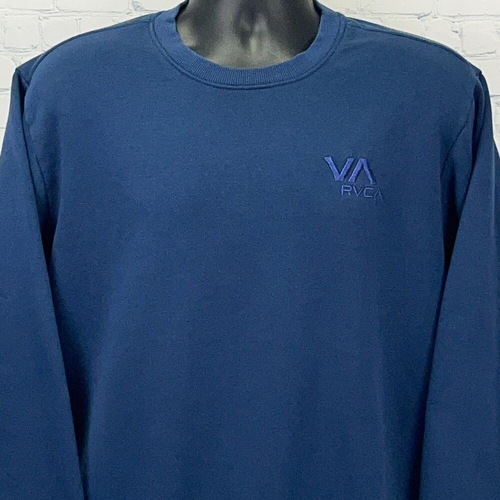 RVCA Logo Sweatshirt M Medium Blue Long Sleeve Crew Neck Sweater PM Tenore MMA